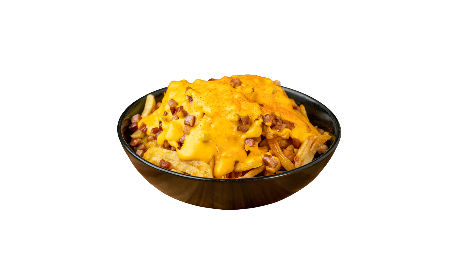 Με cheddar sauce και καπνιστό μπέικον